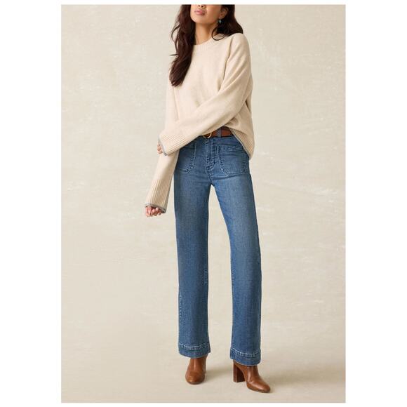 FAHERTY Snowdrift Wool Blend Sweater Oatmeal Large L - Picture 3 of 8